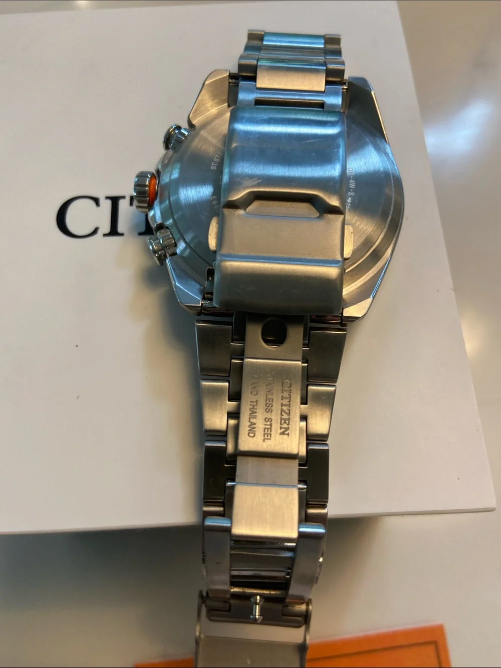 Citizen Eco-Drive Stainless Watch with Blue Dial and Silver Bracelet.. sapphire
